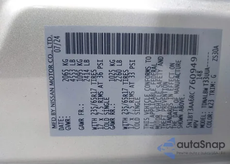 2024 Nissan Rogue S Fwd из США, поврежденный, VIN 5N1BT3AA6RC760949